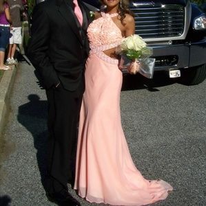 Peach/Blush Cut Out Prom Dress